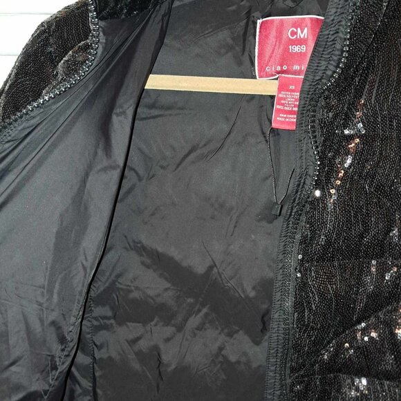 WOMENS CIAO MILANO RINA BLACK SEQUIN DUCK DOWN JACKET XS - Picture 7 of 9